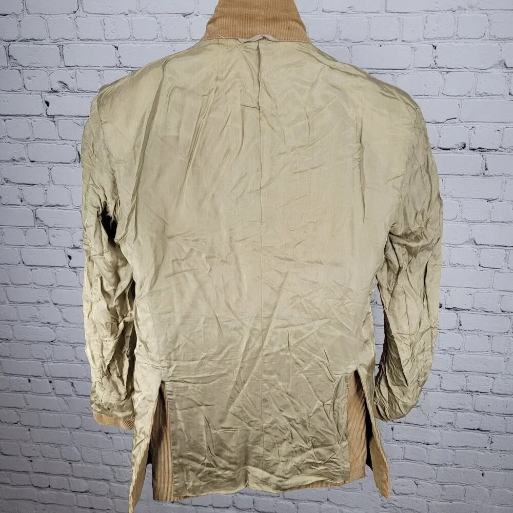 VTG Jordache Tan 100% Cotton Corduroy Double Vented Notch Blazer Jacket Size 42R